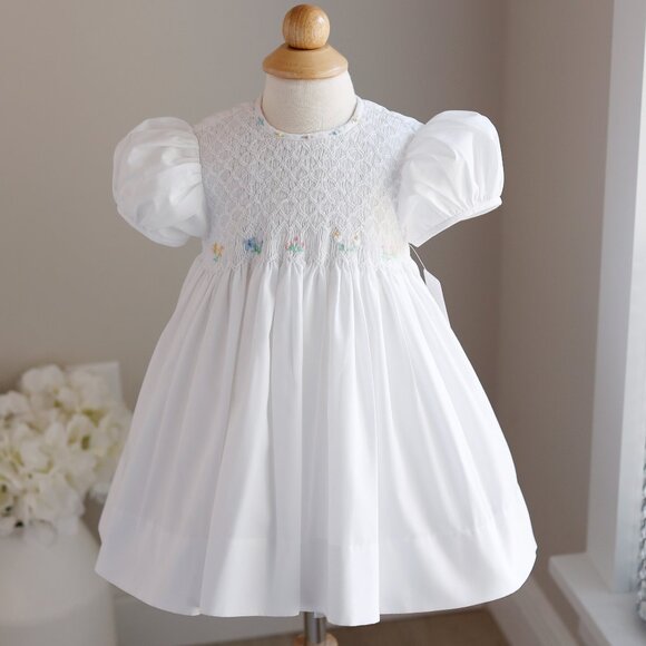 White Smocked Dress Heirloom Size 18 Months Rare Special Party Portraits New - Picture 1 of 6